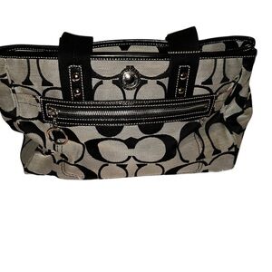 Stylish Black and Grey Coach Tote Bag